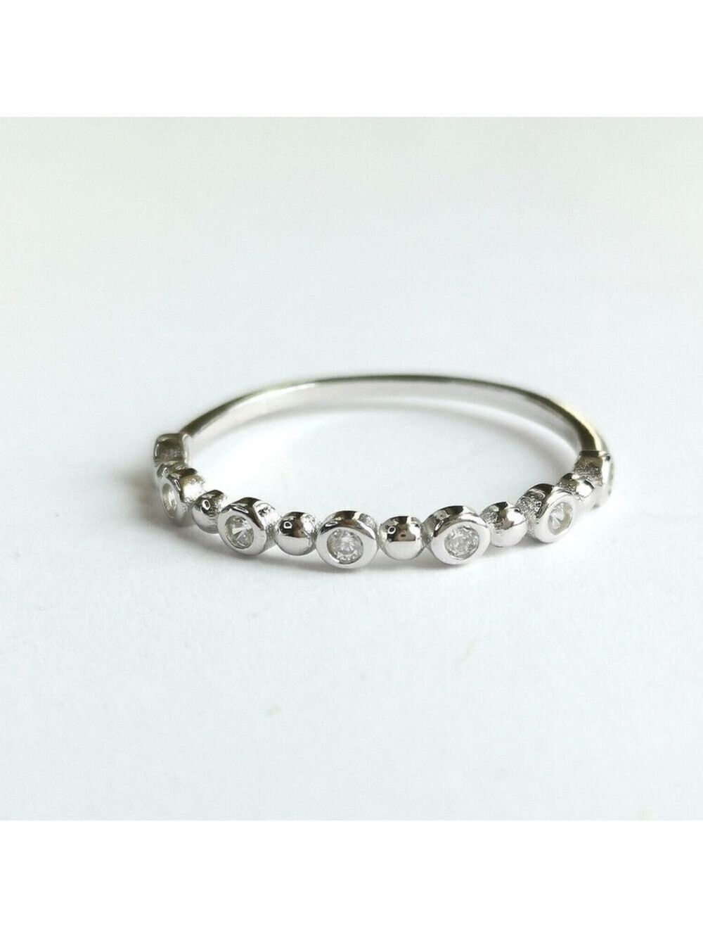 Half Eternity Sterling Silver CZ band ring Size 9